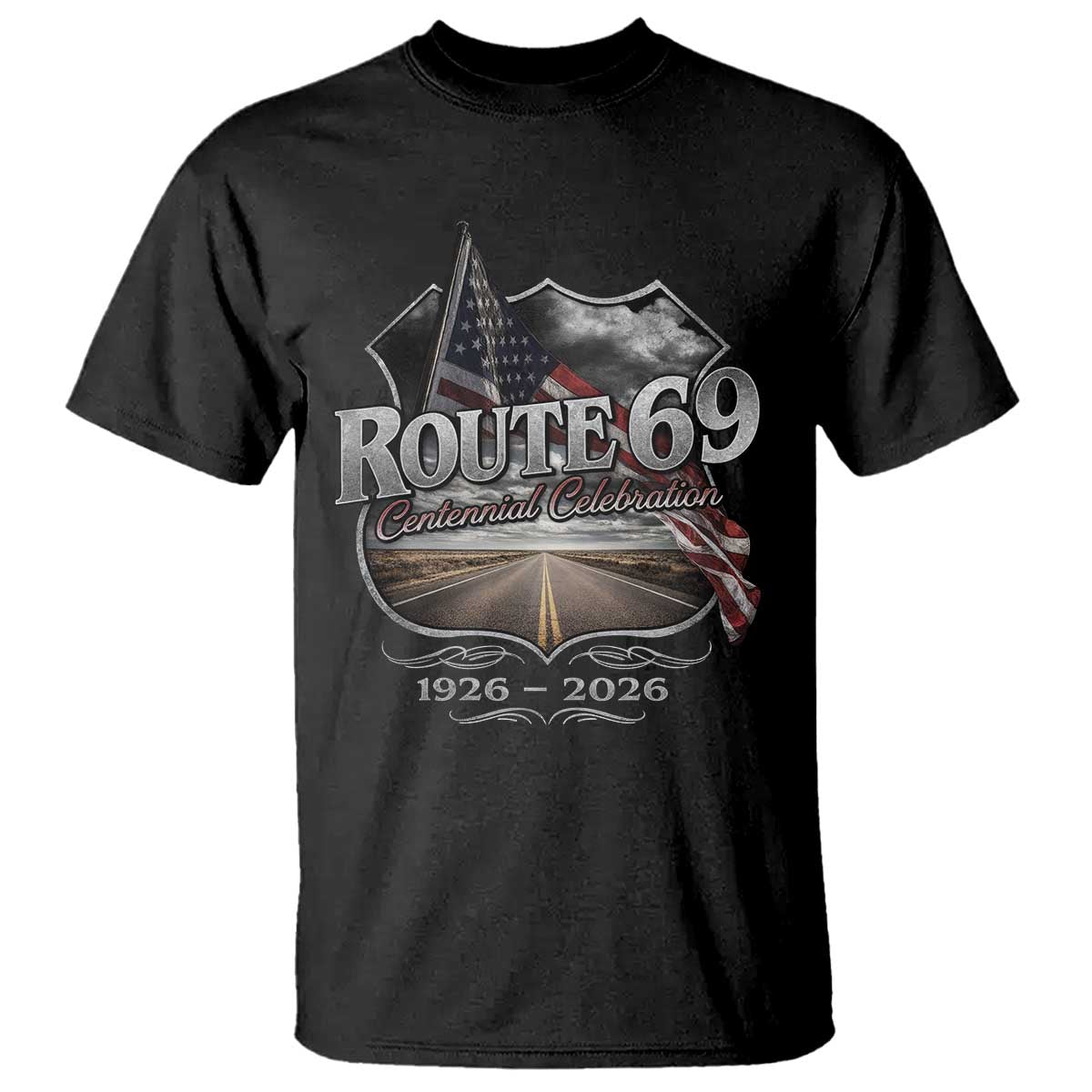 US Route 69 Centennial Celebration T Shirt Highway Road 100 Years Anniversary American Flag