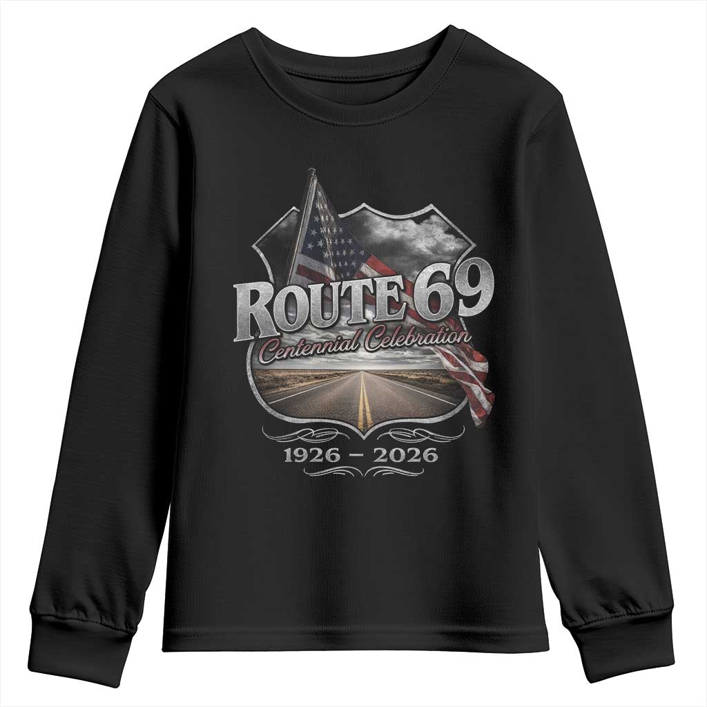 US Route 69 Centennial Celebration Youth Sweatshirt Highway Road 100 Years Anniversary American Flag