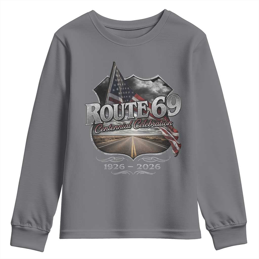 US Route 69 Centennial Celebration Youth Sweatshirt Highway Road 100 Years Anniversary American Flag