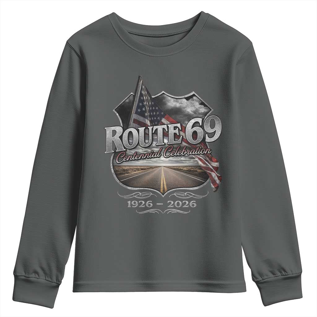 US Route 69 Centennial Celebration Youth Sweatshirt Highway Road 100 Years Anniversary American Flag