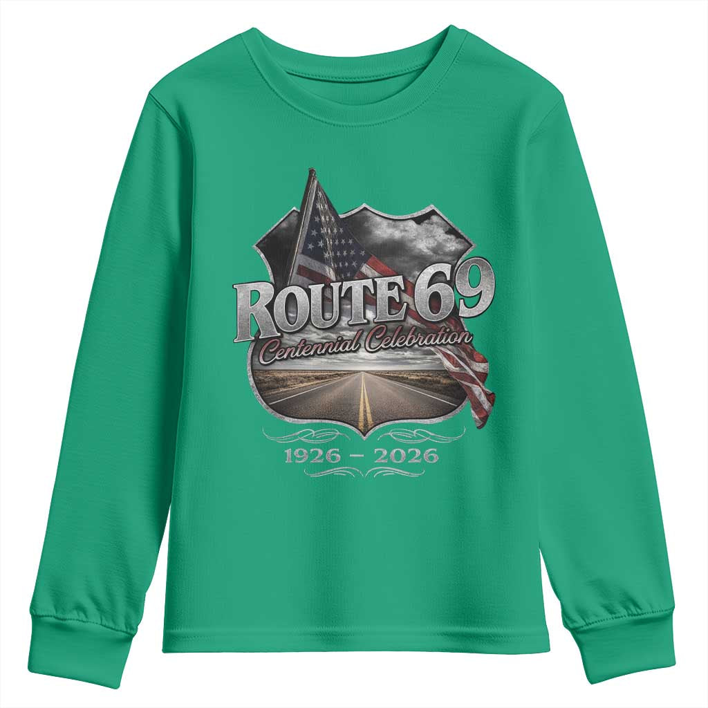 US Route 69 Centennial Celebration Youth Sweatshirt Highway Road 100 Years Anniversary American Flag