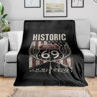 Historic Route 69 Highway Road Throw Blanket Americana Vintage USA Flag