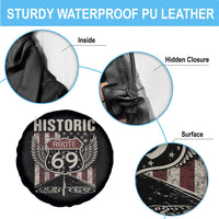 Historic Route 69 Highway Road Spare Tire Cover Americana Vintage USA Flag
