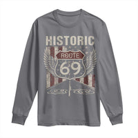 Historic Route 69 Highway Road Long Sleeve Shirt Americana Vintage USA Flag