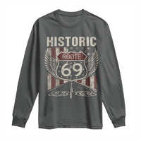 Historic Route 69 Highway Road Long Sleeve Shirt Americana Vintage USA Flag
