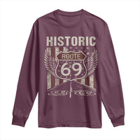 Historic Route 69 Highway Road Long Sleeve Shirt Americana Vintage USA Flag