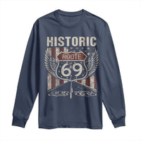 Historic Route 69 Highway Road Long Sleeve Shirt Americana Vintage USA Flag