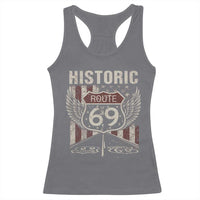 Historic Route 69 Highway Road Racerback Tank Top Americana Vintage USA Flag