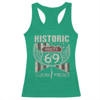 Historic Route 69 Highway Road Racerback Tank Top Americana Vintage USA Flag