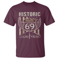 Historic Route 69 Highway Road T Shirt Americana Vintage USA Flag