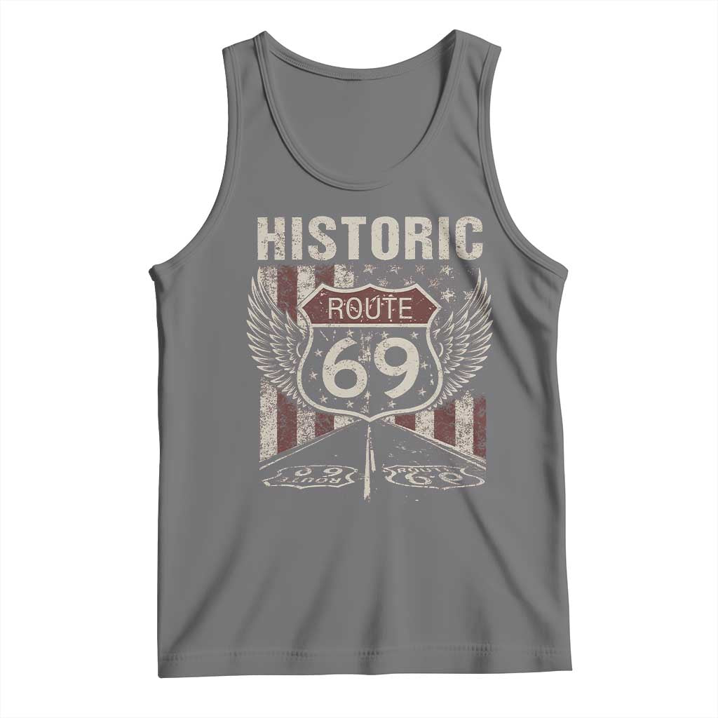 Historic Route 69 Highway Road Tank Top Americana Vintage USA Flag