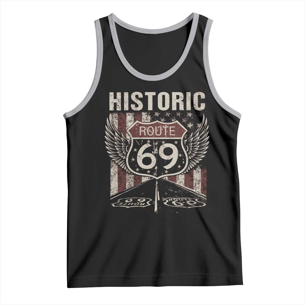 Historic Route 69 Highway Road Tank Top Americana Vintage USA Flag