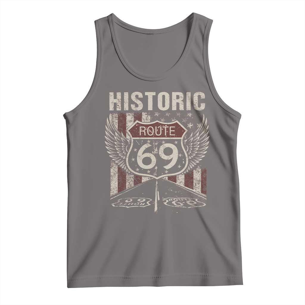 Historic Route 69 Highway Road Tank Top Americana Vintage USA Flag