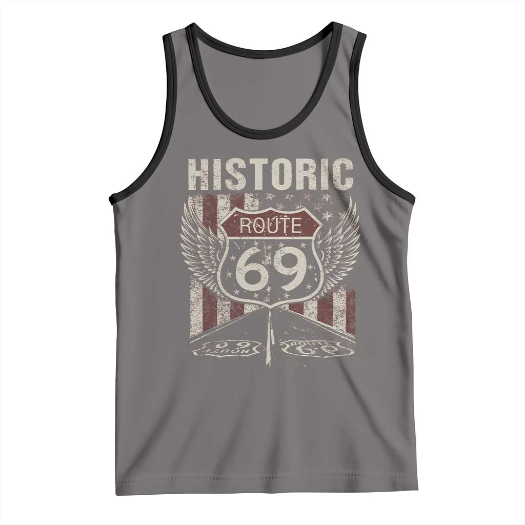 Historic Route 69 Highway Road Tank Top Americana Vintage USA Flag
