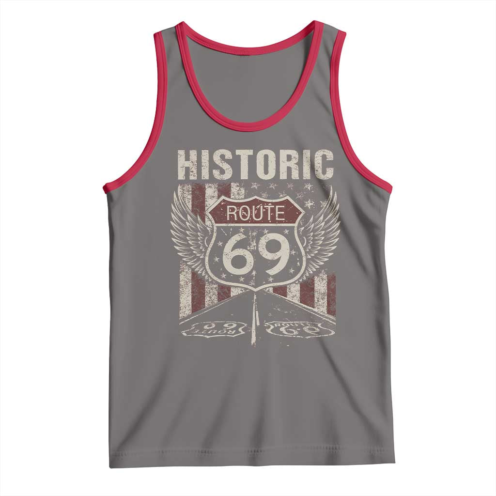 Historic Route 69 Highway Road Tank Top Americana Vintage USA Flag