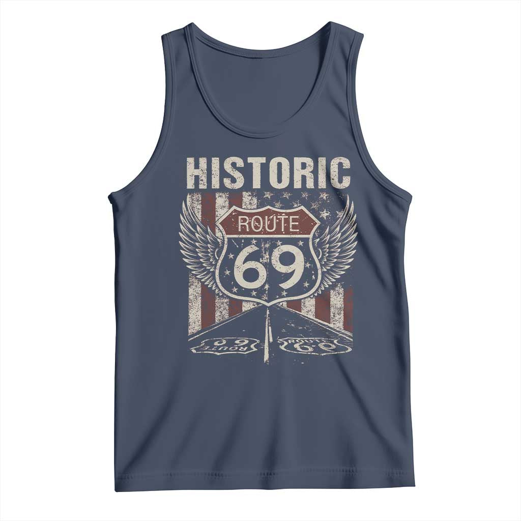 Historic Route 69 Highway Road Tank Top Americana Vintage USA Flag