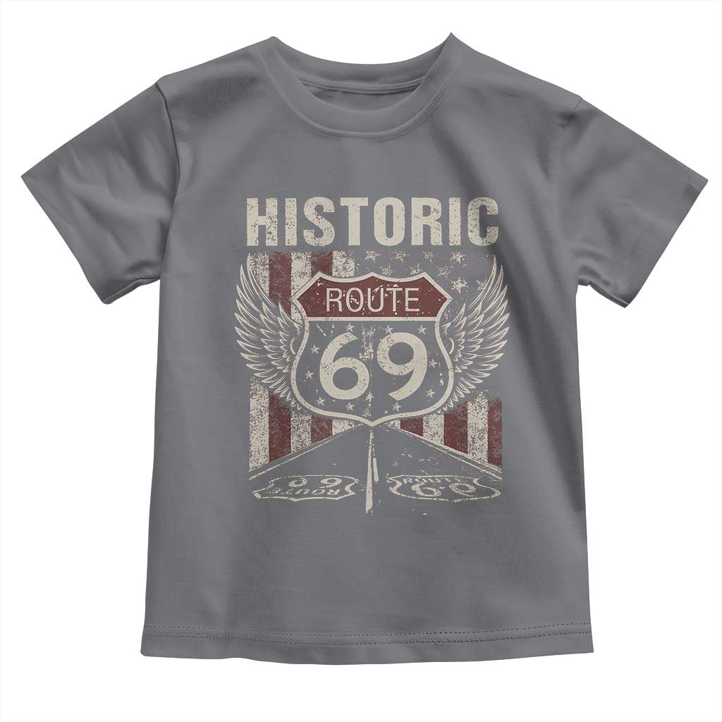 Historic Route 69 Highway Road Toddler T Shirt Americana Vintage USA Flag