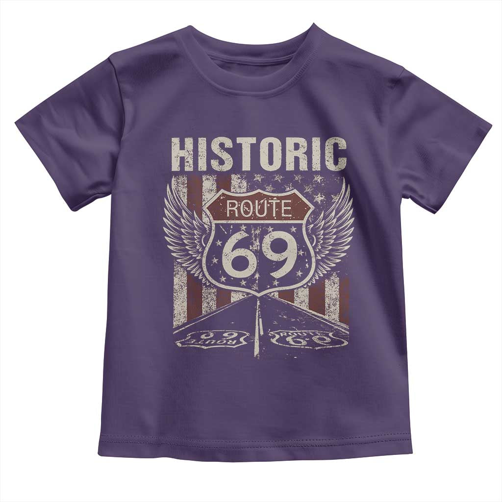 Historic Route 69 Highway Road Toddler T Shirt Americana Vintage USA Flag