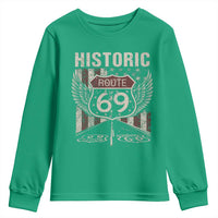 Historic Route 69 Highway Road Youth Sweatshirt Americana Vintage USA Flag