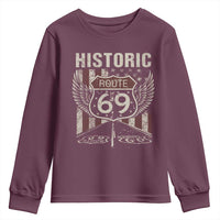 Historic Route 69 Highway Road Youth Sweatshirt Americana Vintage USA Flag