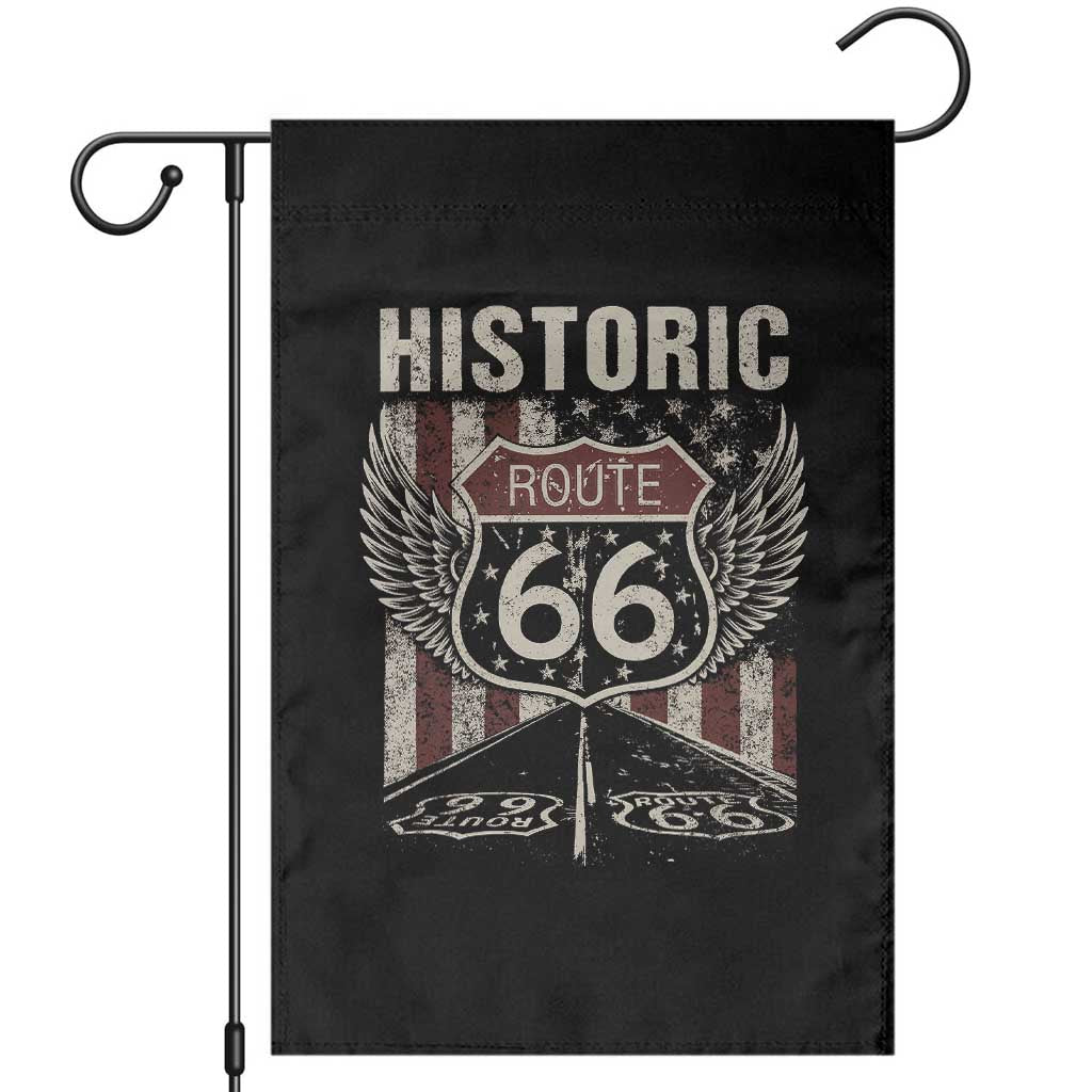 Historic Route Highway 66 Garden Flag Vintage American Flag