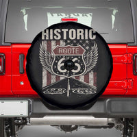 Historic Route Highway 66 Spare Tire Cover Vintage American Flag