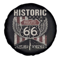 Historic Route Highway 66 Spare Tire Cover Vintage American Flag