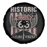 Historic Route Highway 66 Spare Tire Cover Vintage American Flag