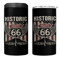 Historic Route Highway 66 4 in 1 Can Cooler Tumbler Vintage American Flag