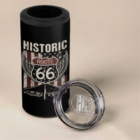 Historic Route Highway 66 4 in 1 Can Cooler Tumbler Vintage American Flag