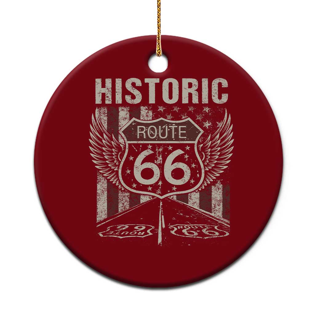 Historic Route Highway 66 Ceramic Ornament Vintage American Flag
