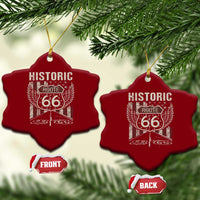 Historic Route Highway 66 Ceramic Ornament Vintage American Flag