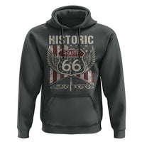 Historic Route Highway 66 Hoodie Vintage American Flag