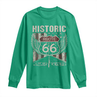 Historic Route Highway 66 Long Sleeve Shirt Vintage American Flag