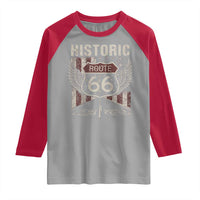 Historic Route Highway 66 Raglan Shirt Vintage American Flag