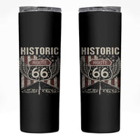 Historic Route Highway 66 Skinny Tumbler Vintage American Flag