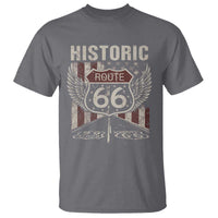 Historic Route Highway 66 T Shirt Vintage American Flag