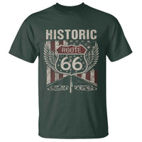 Historic Route Highway 66 T Shirt Vintage American Flag