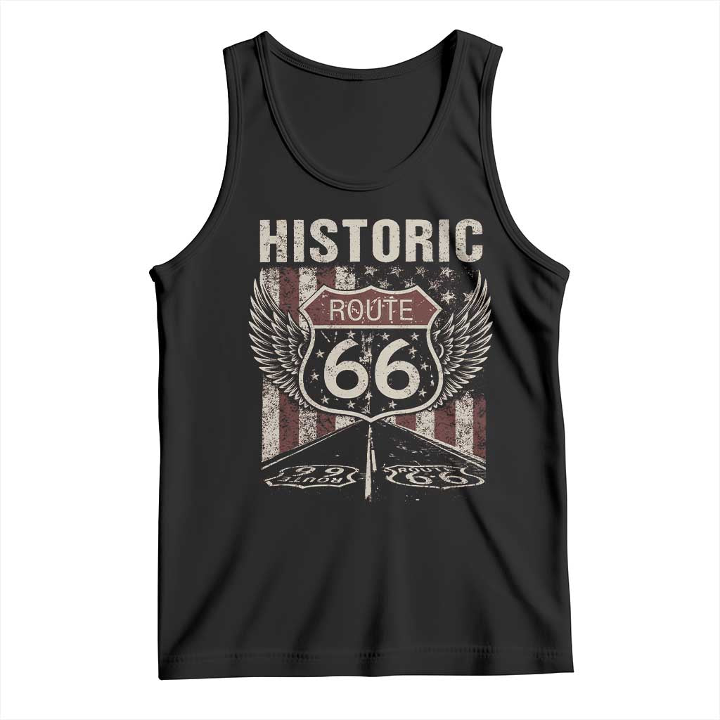 Historic Route Highway 66 Tank Top Vintage American Flag