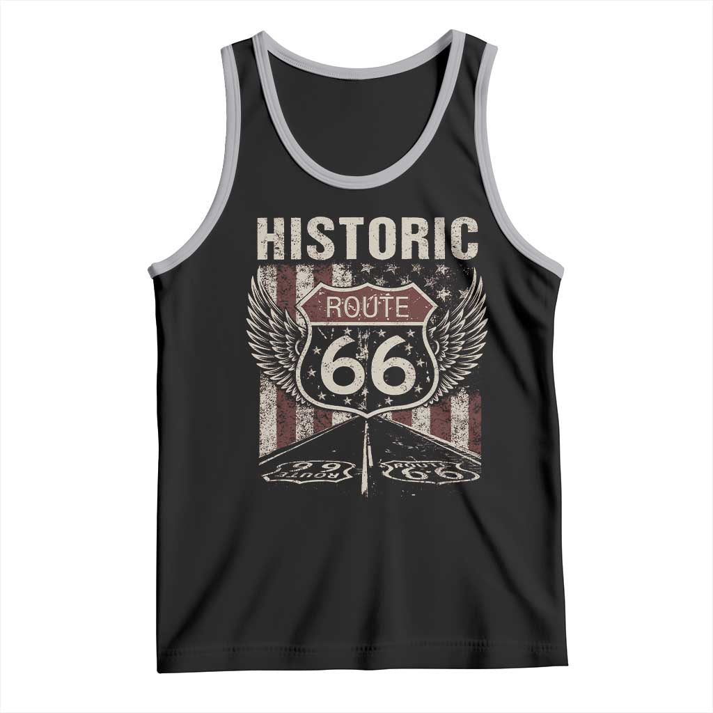 Historic Route Highway 66 Tank Top Vintage American Flag