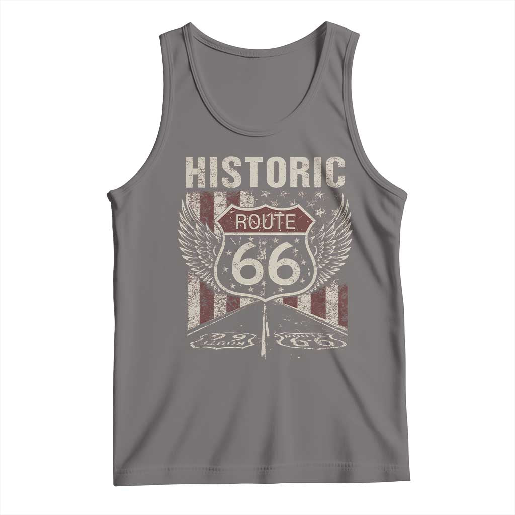 Historic Route Highway 66 Tank Top Vintage American Flag