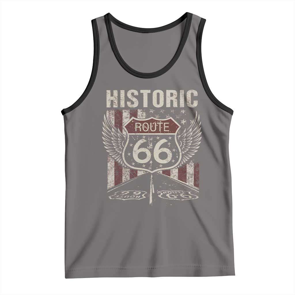 Historic Route Highway 66 Tank Top Vintage American Flag