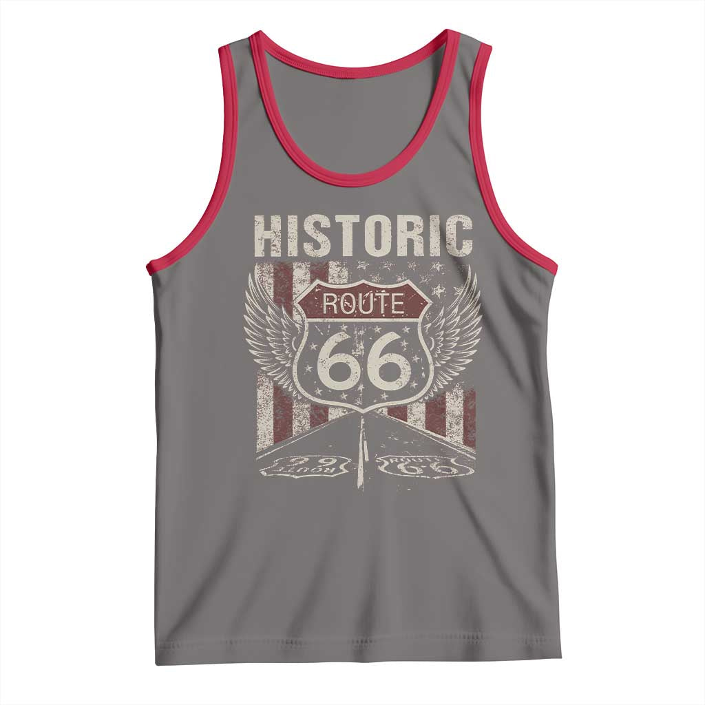 Historic Route Highway 66 Tank Top Vintage American Flag