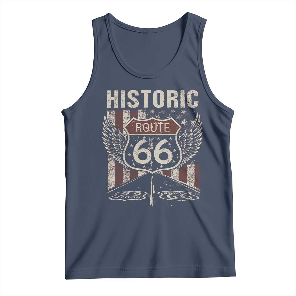 Historic Route Highway 66 Tank Top Vintage American Flag