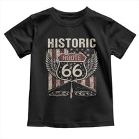 Historic Route Highway 66 Toddler T Shirt Vintage American Flag