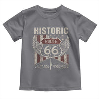 Historic Route Highway 66 Toddler T Shirt Vintage American Flag