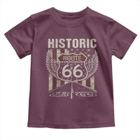 Historic Route Highway 66 Toddler T Shirt Vintage American Flag