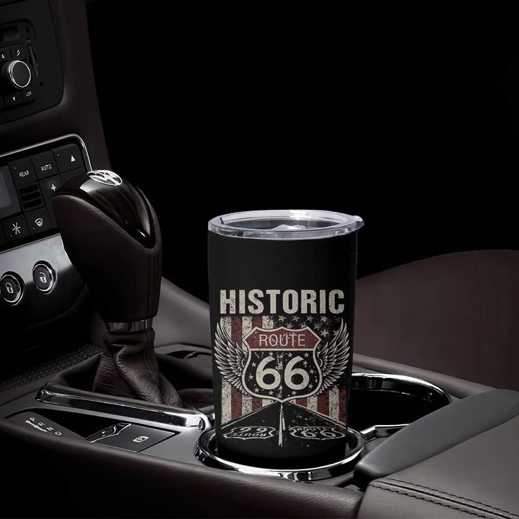 Historic Route Highway 66 Tumbler Cup Vintage American Flag