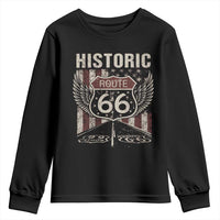 Historic Route Highway 66 Youth Sweatshirt Vintage American Flag