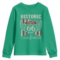 Historic Route Highway 66 Youth Sweatshirt Vintage American Flag